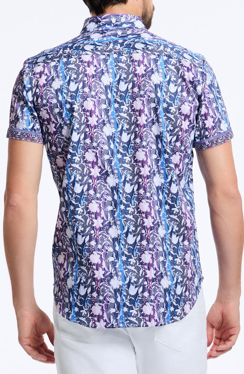 Robert Graham Zorin Short Sleeve Cotton Button-Up Shirt, Alternate, color, Blue