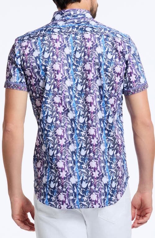 Robert Graham Zorin Short Sleeve Cotton Button-up Shirt In Blue