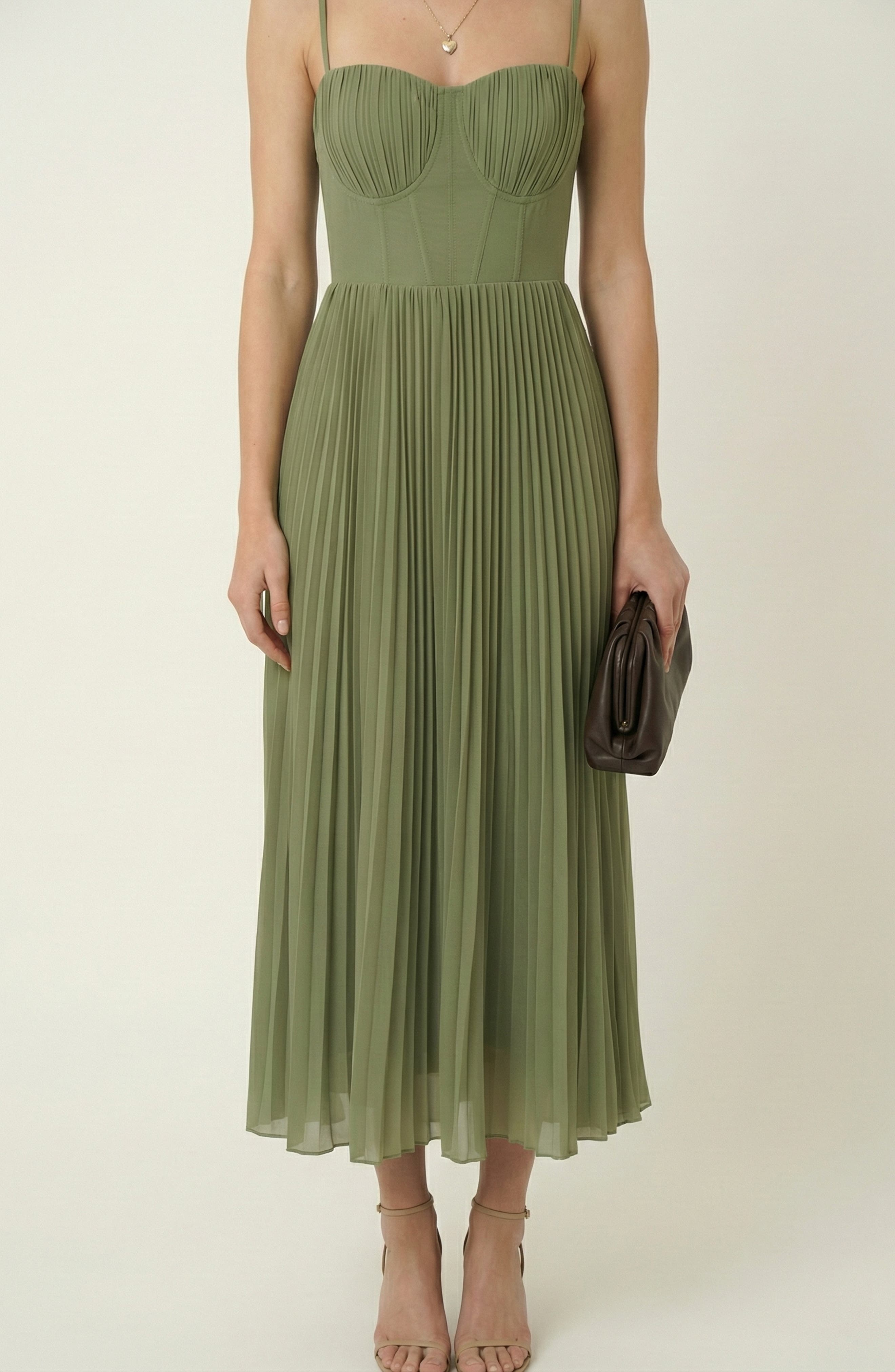 Modenaire Pleated Bustier Bodice Midi Dress (Women) | Nordstrom