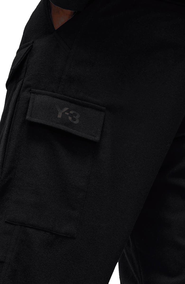 Y-3 Belted Recycled Polyester & Wool Flannel Cargo Pants, Alternate, color,