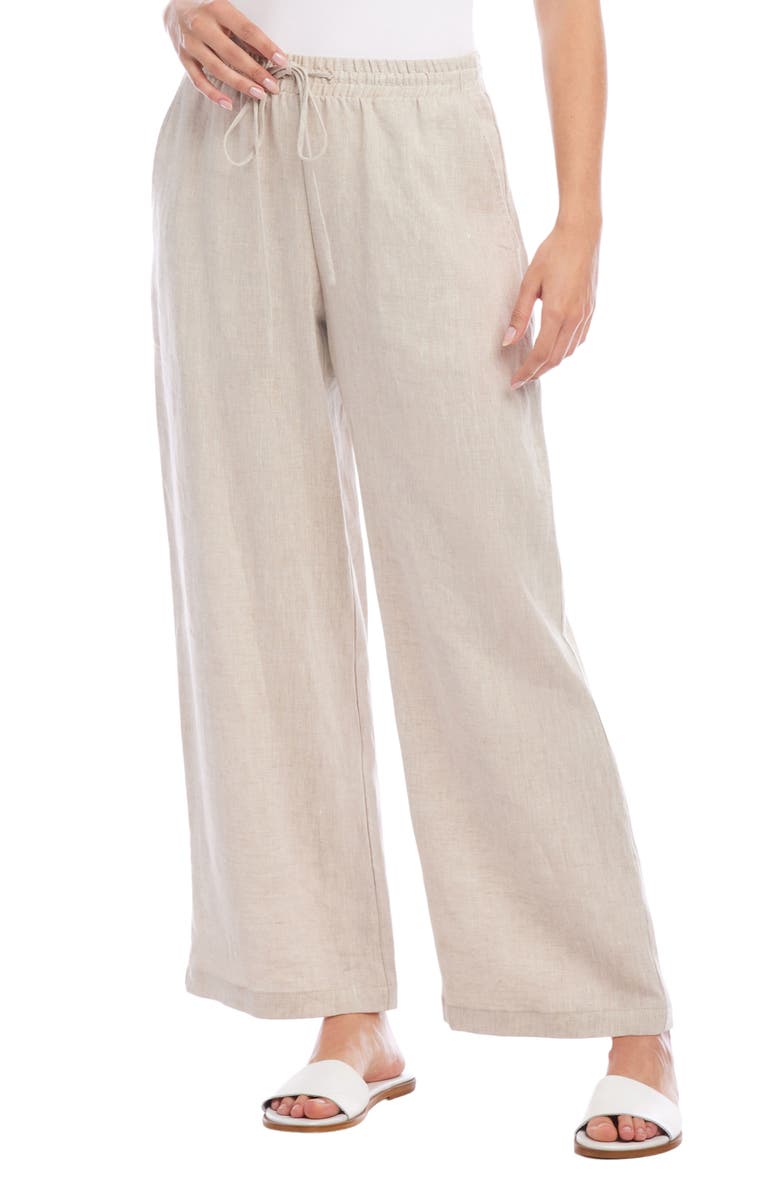 Karen Kane Linen Wide Leg Drawstring Pants, Main, color, 