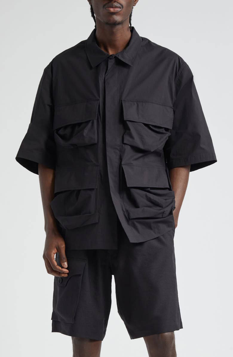 Y-3 Pocket Snap Front Shirt, Main, color,