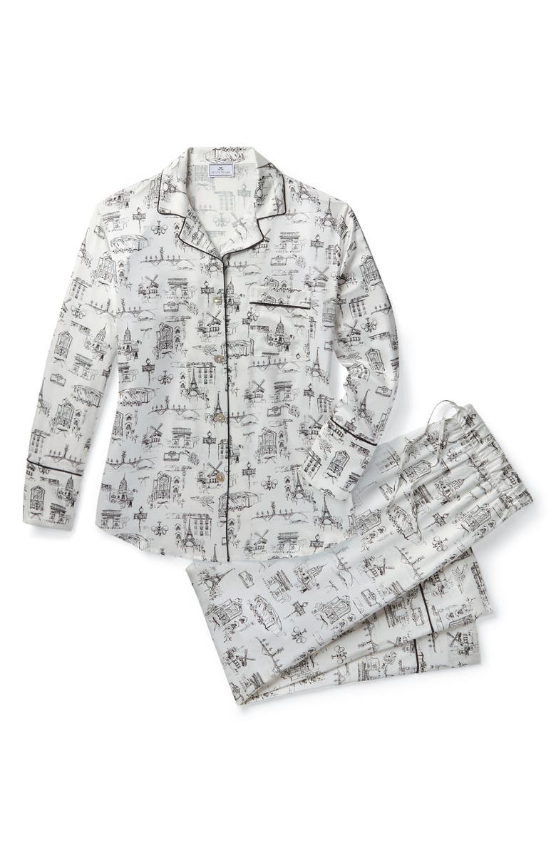Petite Plume Parisian Silk Pajamas, Alternate, color, White