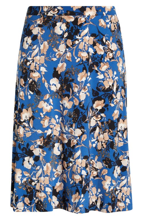 Kasper Flared Pull-on Midi Skirt In Blue