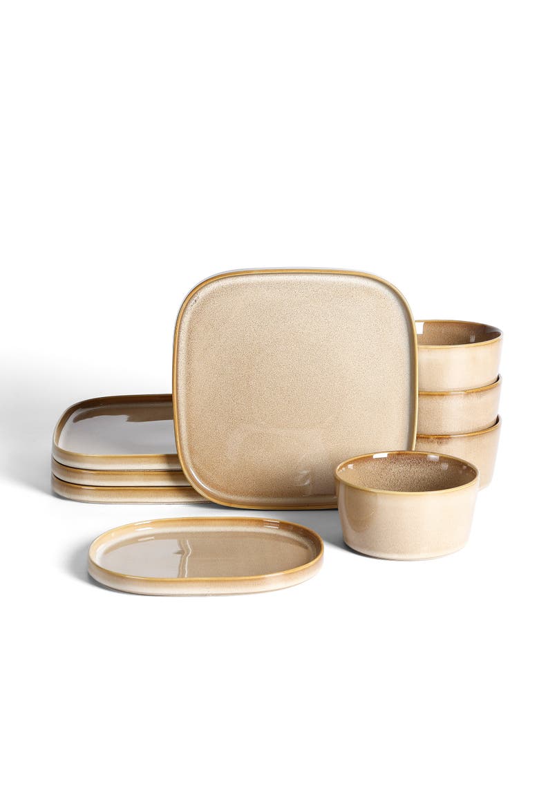 Cairo Stoneware 12-Piece Dinnerware Set, Main, color, Sand