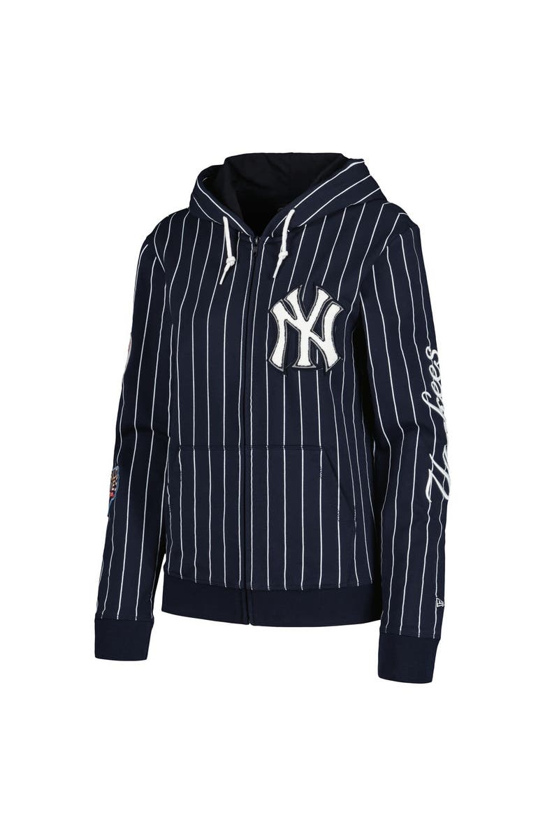 New Era Women's New Era Navy New York Yankees Pinstripe Tri-Blend Full-Zip Jacket, Alternate, color, 