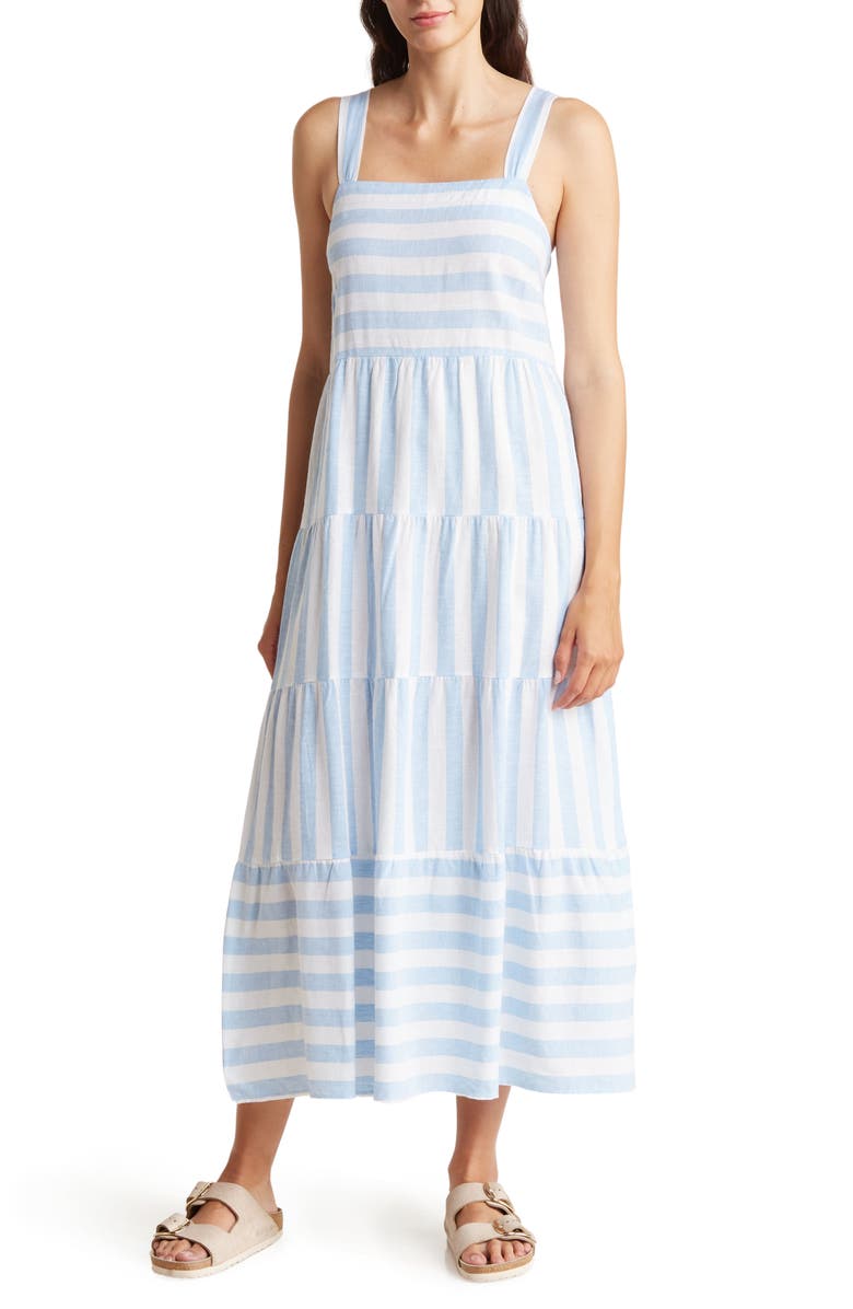 CASA CABANA Diane Stripe Tiered Dress, Main, color, 