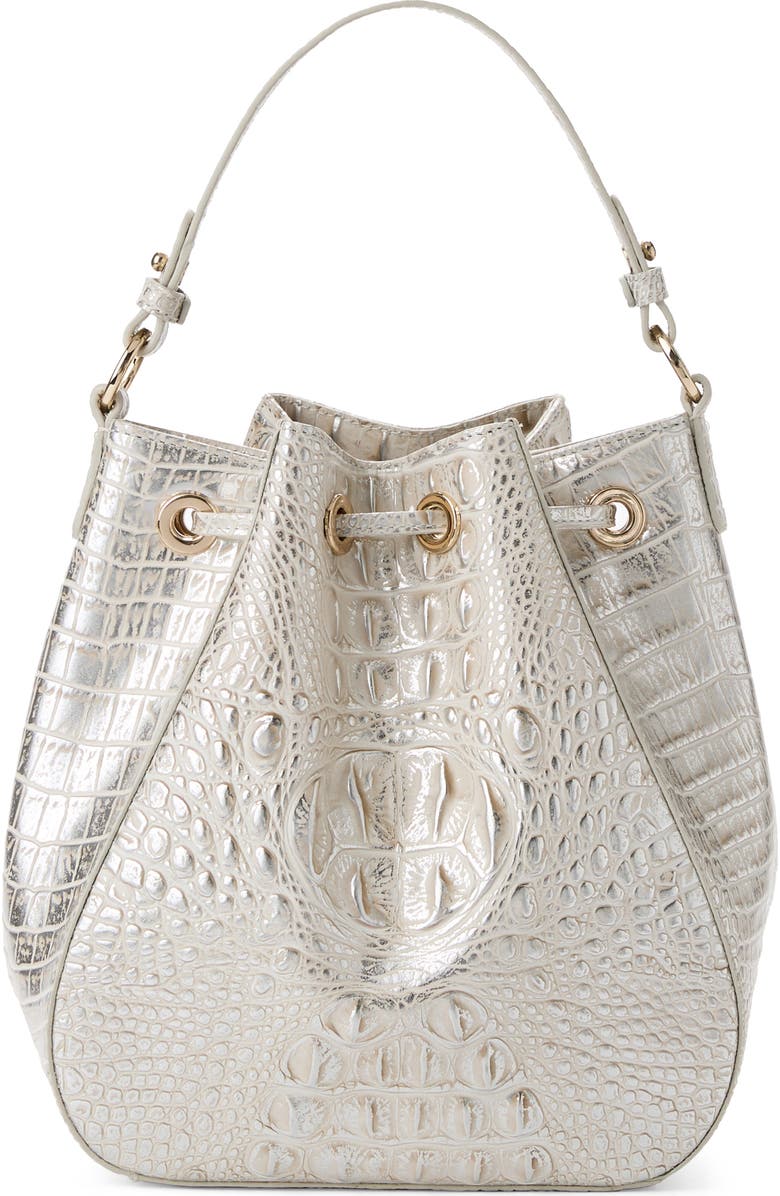Brahmin Melinda Croc Embossed Leather Bucket Bag, Alternate, color,