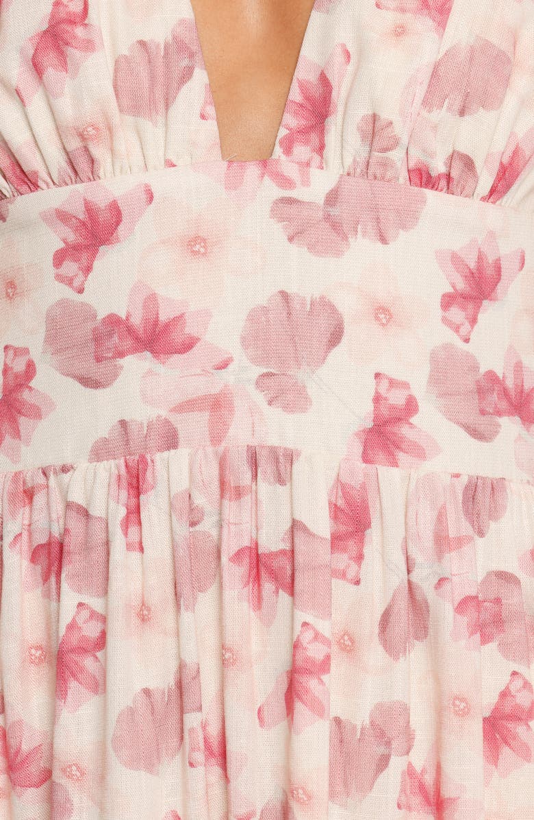 Petal & Pup Clementine Puff Sleeve Minidress, Alternate, color, Cream Floral