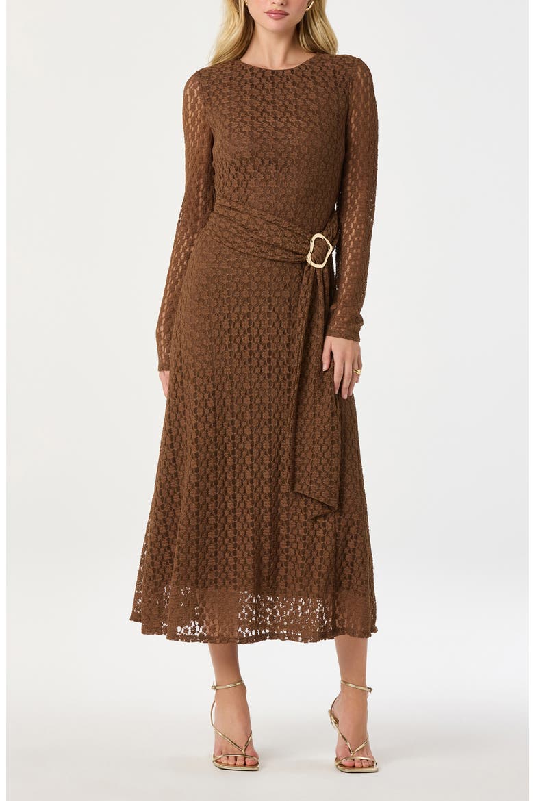 astr long sleeve dress ASTR the Label Ribbed Knit Bodycon Sweater Dress  Mauve Brown Long Sleeve  Mini, Size S
