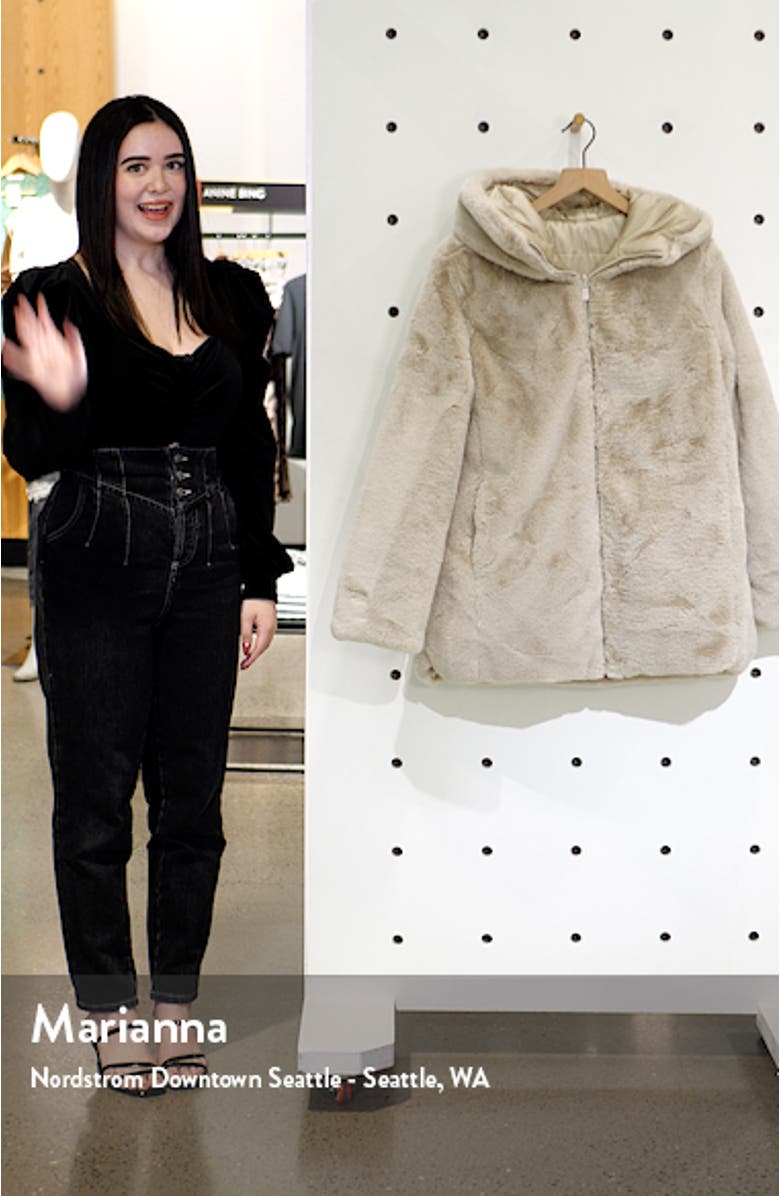 Waterproof Reversible Hooded Faux Fur Coat, sales video thumbnail