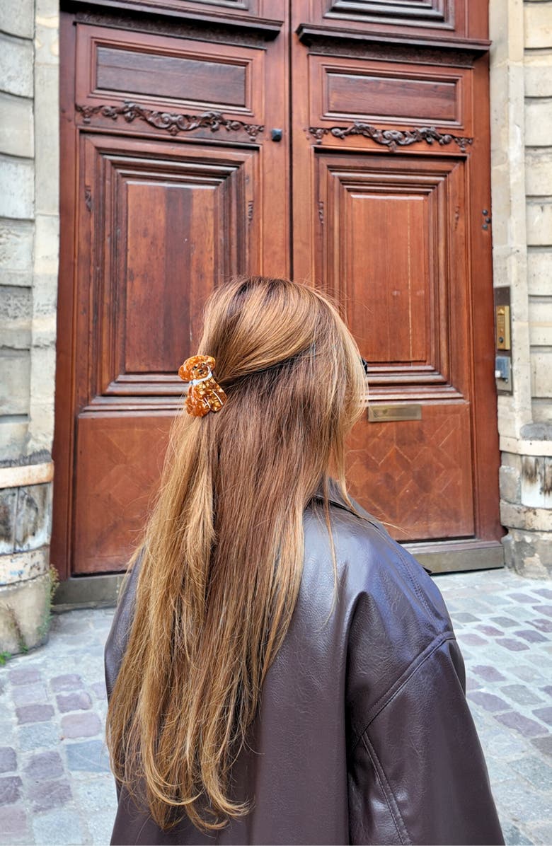 Solar Eclipse Doodle Puppy Claw Clip, Alternate, color, Brown