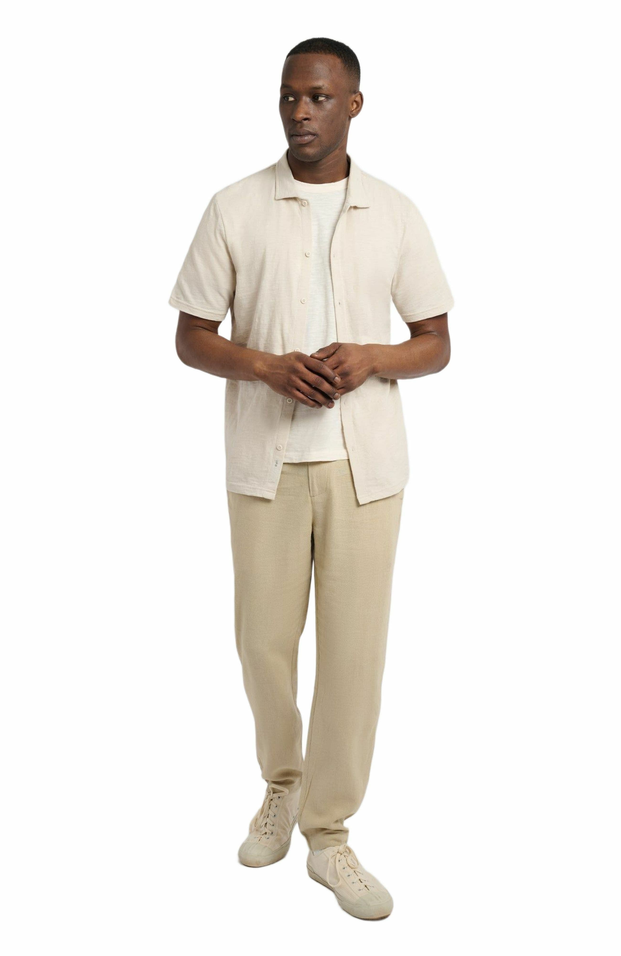Slub Short Sleeve Button-up Shirt