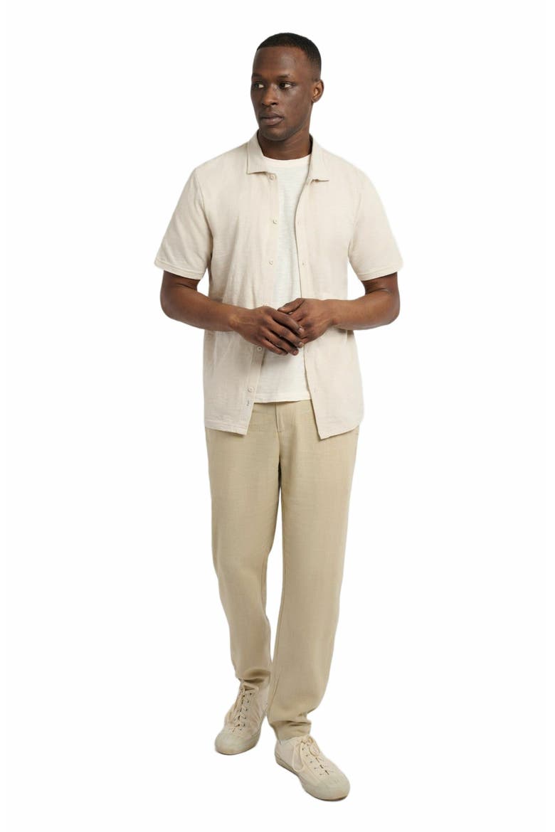 Slub Short Sleeve Button-up Shirt, Main, color, STONE