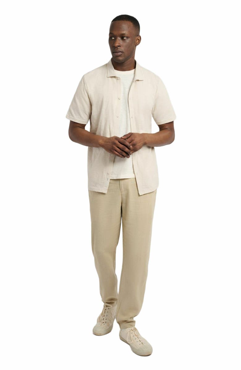 Onia Slub Short Sleeve Button-up Shirt, Main, color, Stone