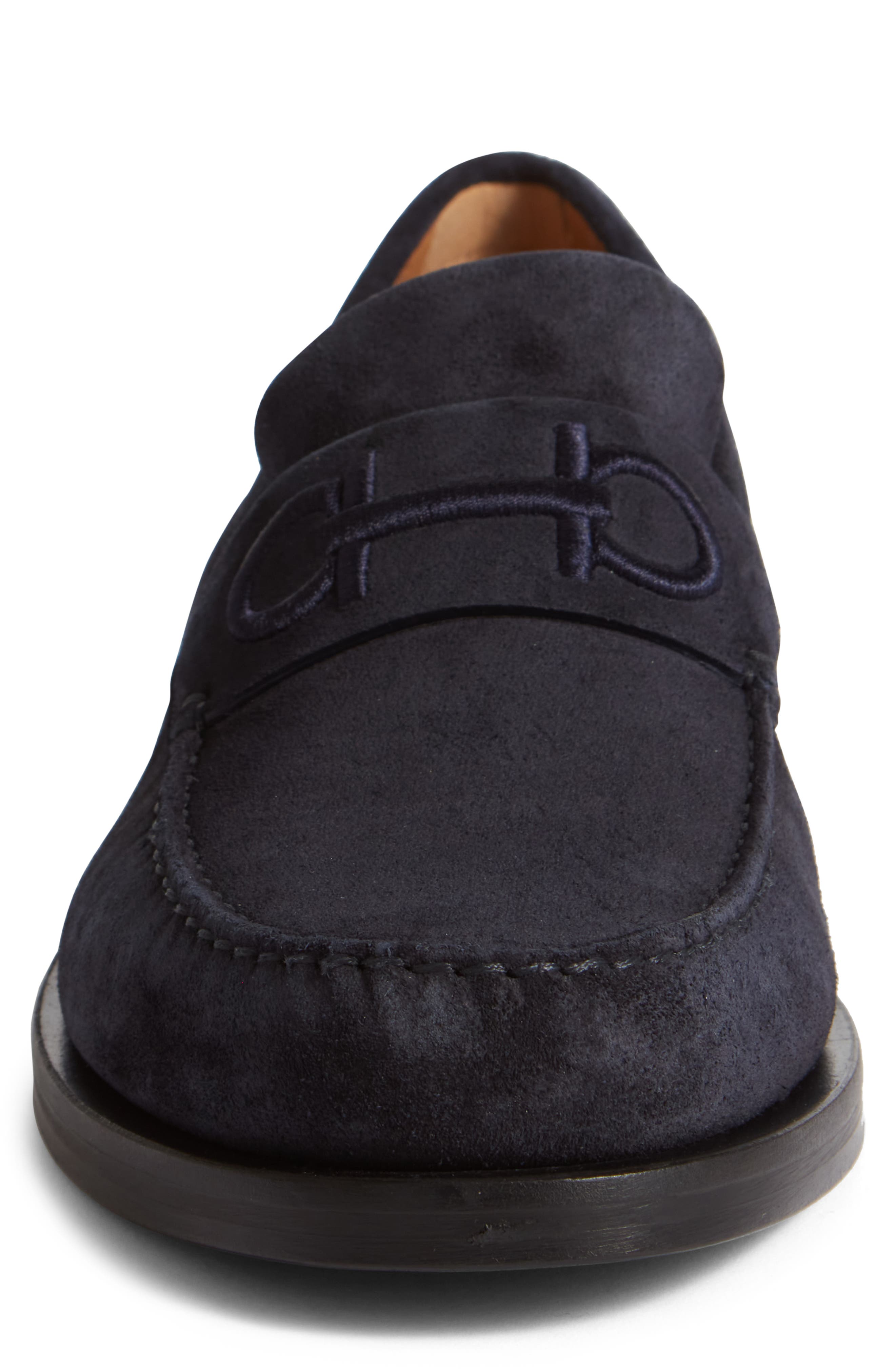 FERRAGAMO Fort Ricamo Loafer, Alternate, color, Midnight New Biscotto