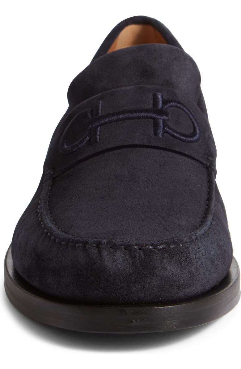 FERRAGAMO Fort Ricamo Loafer, Alternate, color, Midnight New Biscotto