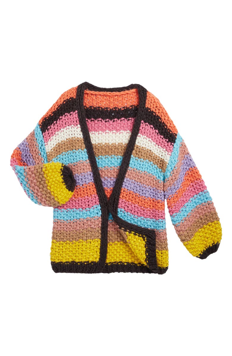 SAACHI Mayflower Stripe Crochet Cardigan, Alternate, color, Multi