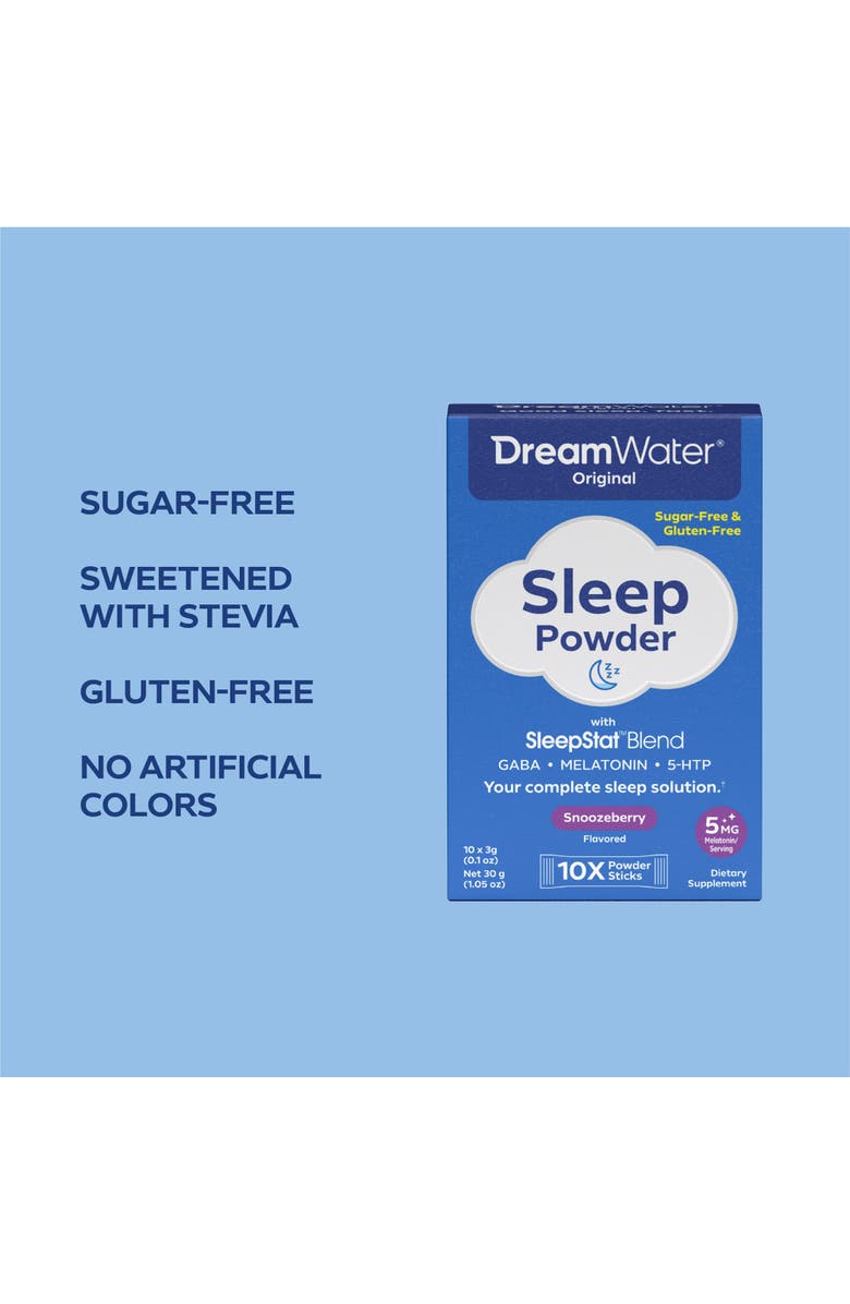 Dream Water Sleep Powder Sugarfree, Gaba, Melatonin,5Htp,Snoozeberry,10 Pack, Alternate, color, Multicolored