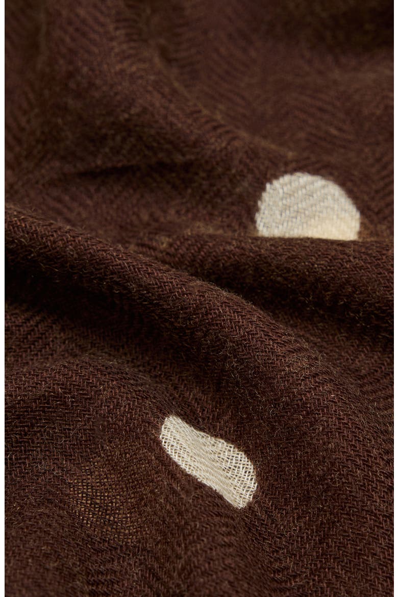 Printed Scarf with Frayed Edge, Alternate, color, CHOCOLATE