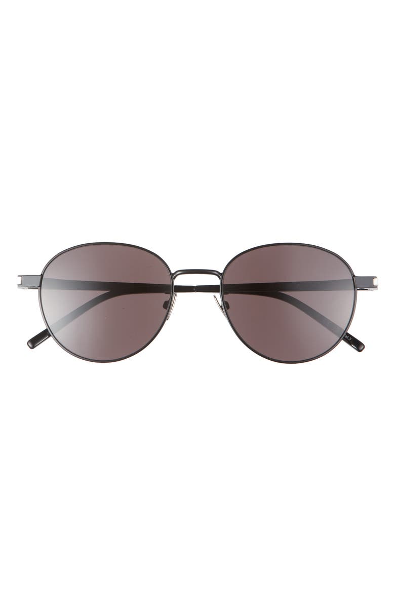 Saint Laurent 53mm Round Sunglasses, Main, color, Black Black Black