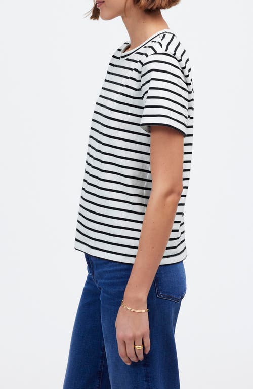 Madewell Perfect Stripe Cotton Crewneck T-shirt In Black & White Stripe
