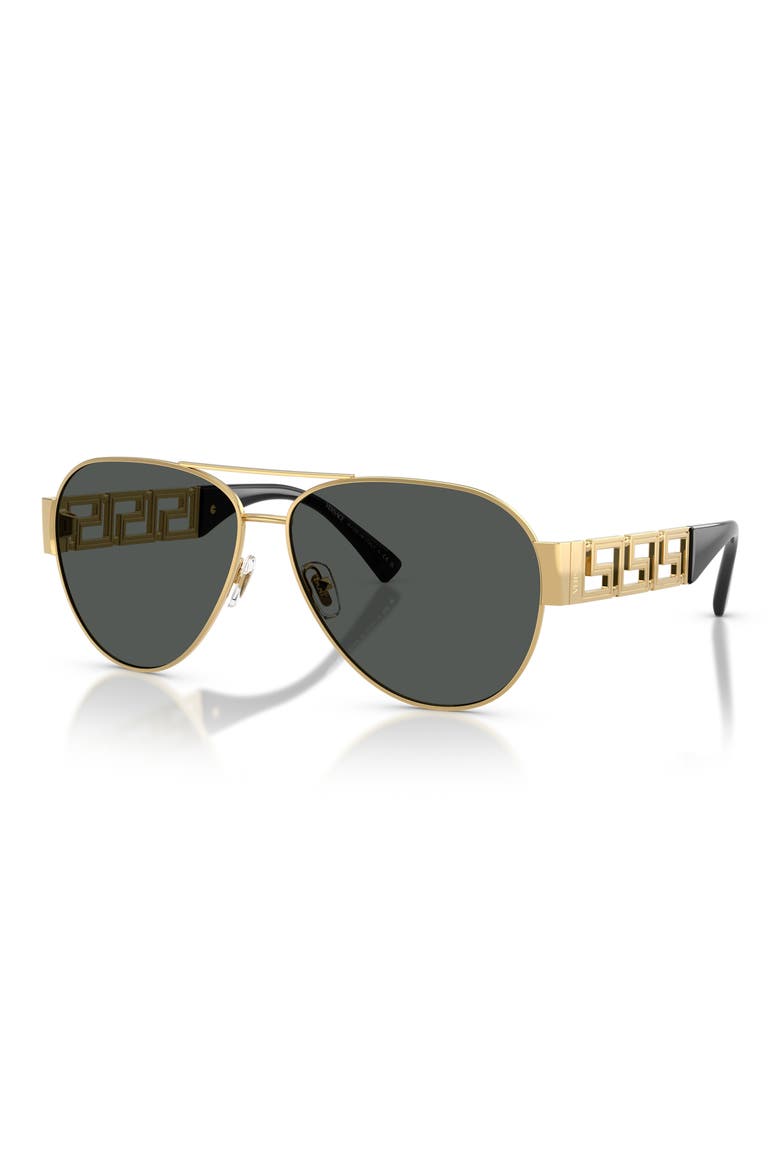 61mm Pilot Sunglasses, Alternate, color, GOLD / DARK GREY