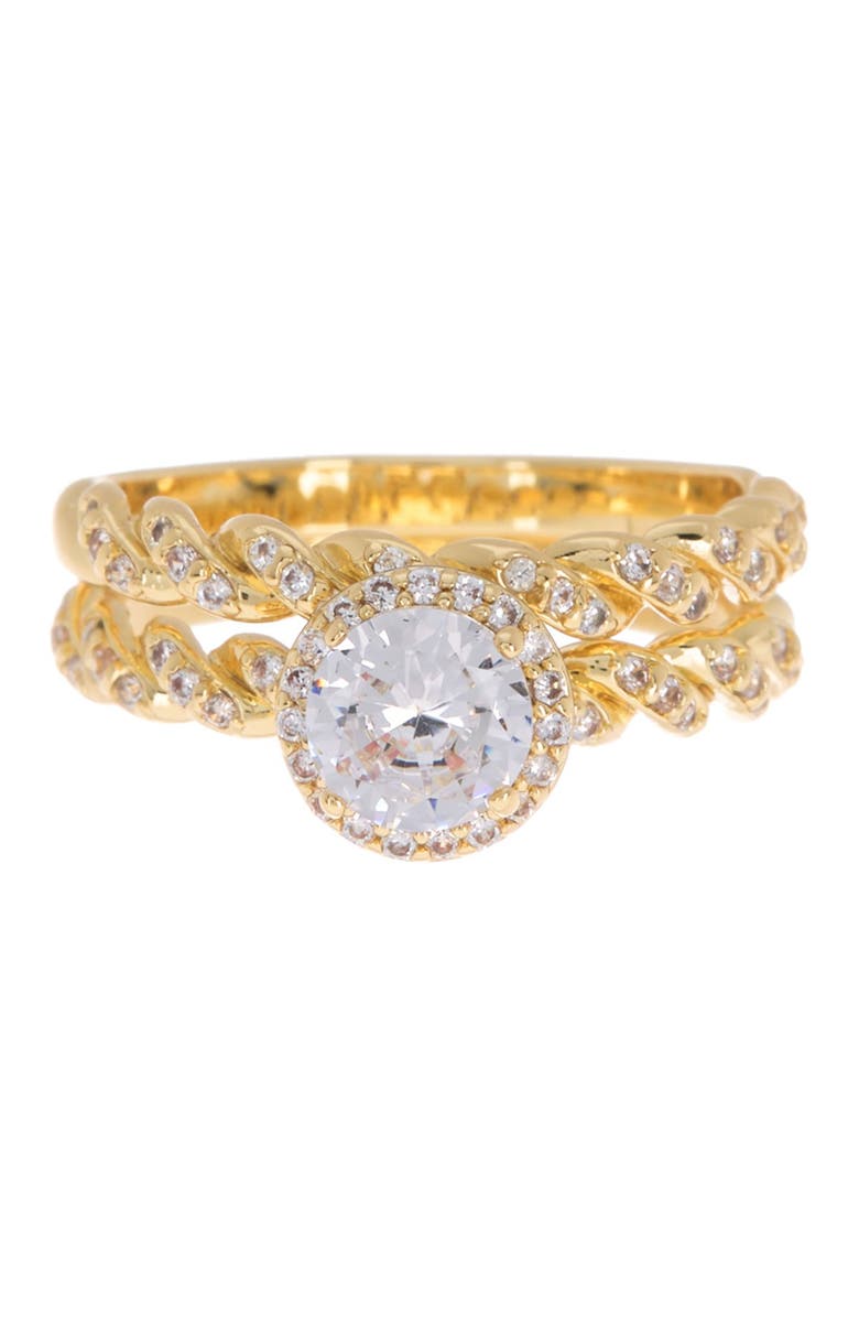 Covet Twist Pave Engagement Ring Set, Alternate, color,