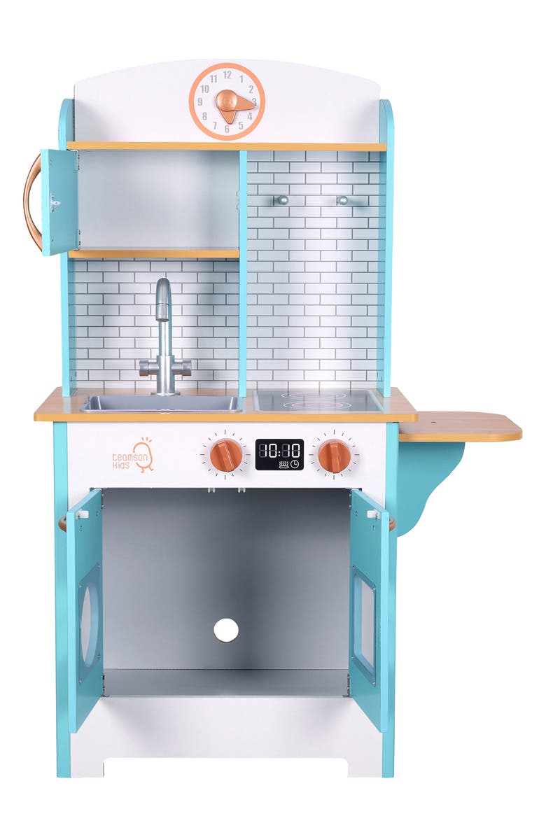 Teamson Kids Little Chef Santos Kitchen Playset, Alternate, color, Petrol/ Wood