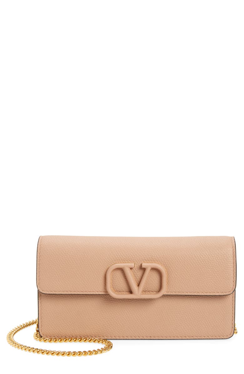 Porte-cartes/Porte-monnaie Chaînette Valentino Garavani - Cuir Noir, Logo VLogo - Neuf Avec étiquettes