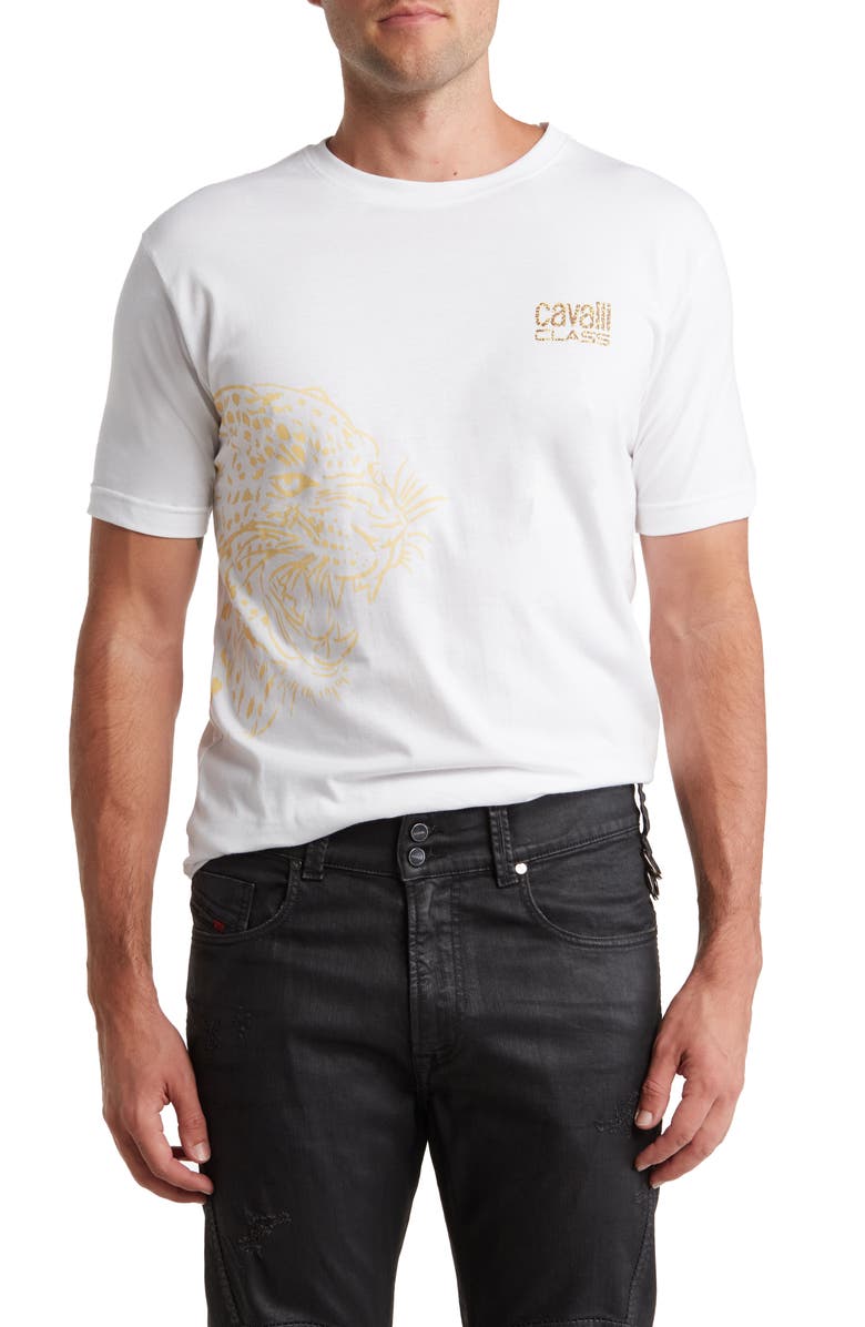 Roberto Cavalli Logo Graphic Print T-Shirt, Main, color,