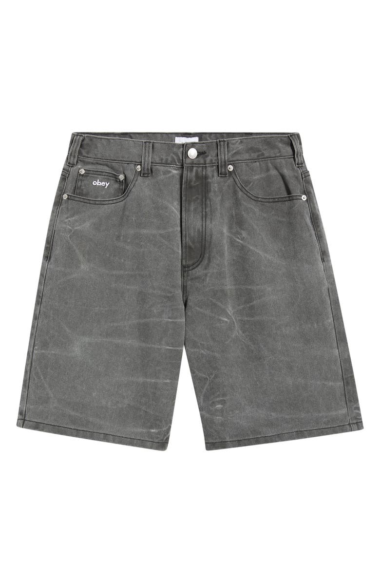 Obey Bigwig Baggy Denim Shorts, Alternate, color, Black Wrinkle Wash