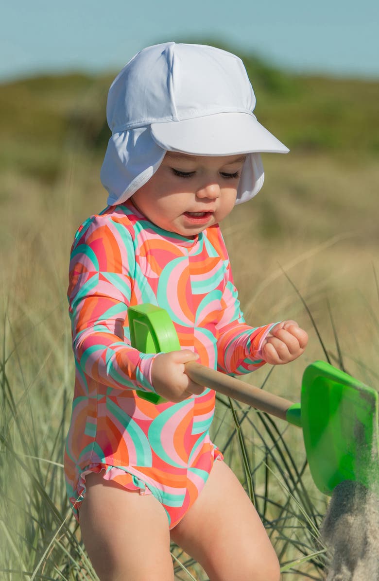 Snapper Rock Geo Melon Long Sleeve Rashguard Swimsuit, Alternate, color, 