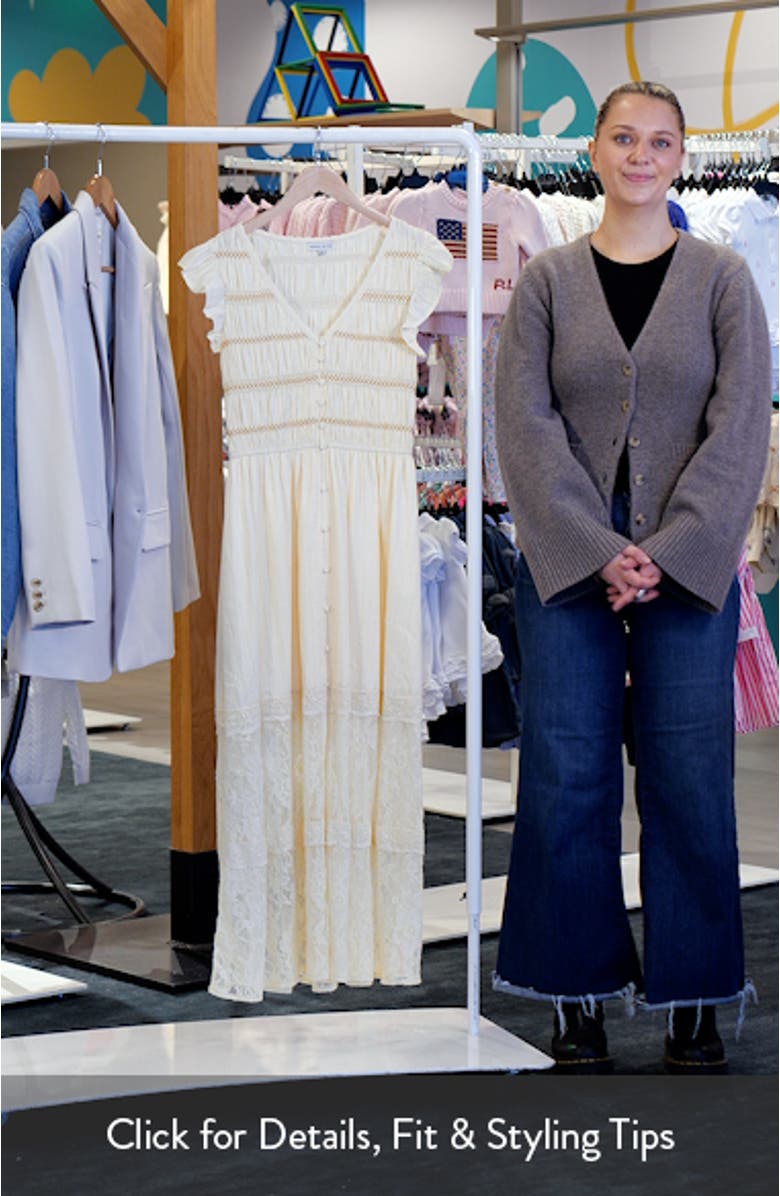 Lace Embroidered Ruffle Sleeve Midi Dress, sales video thumbnail