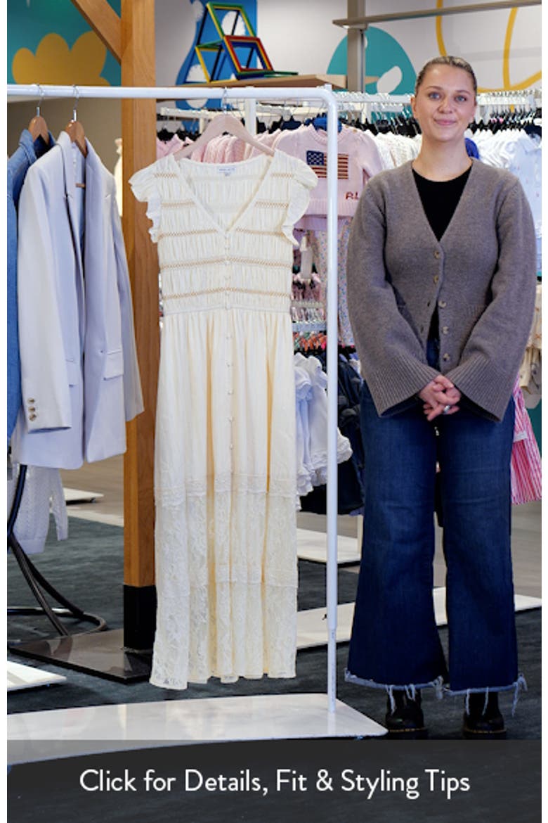 Lace Embroidered Ruffle Sleeve Midi Dress video