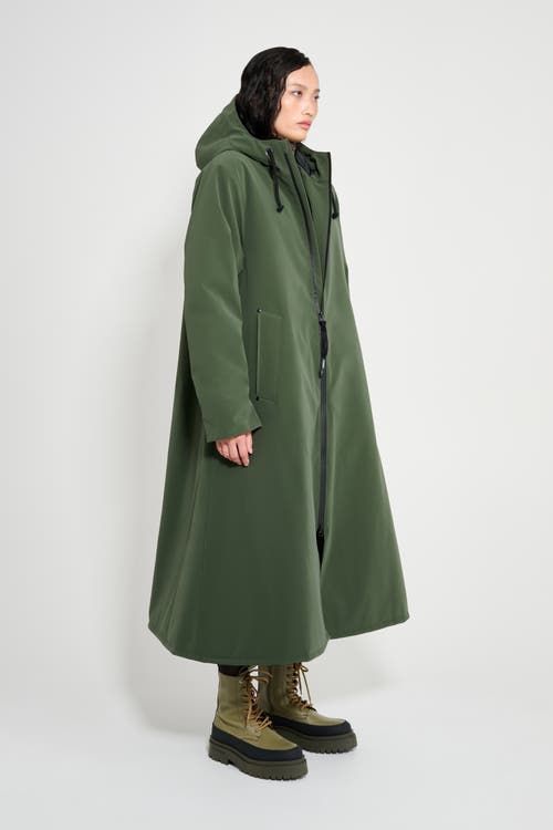 Stutterheim Mosebacke Long Matte Winter Coat In Green