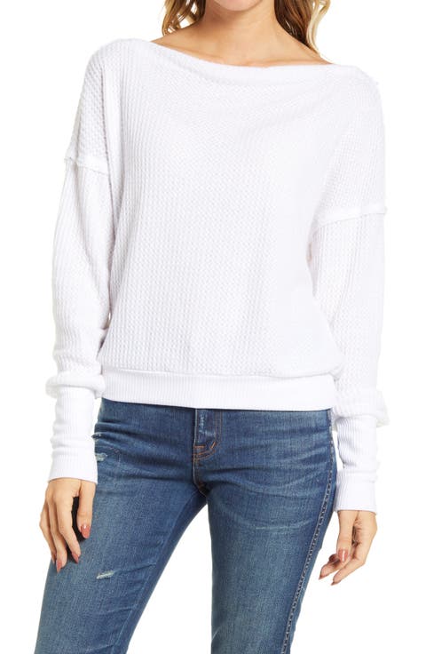 Off the Shoulder Thermal Knit Top