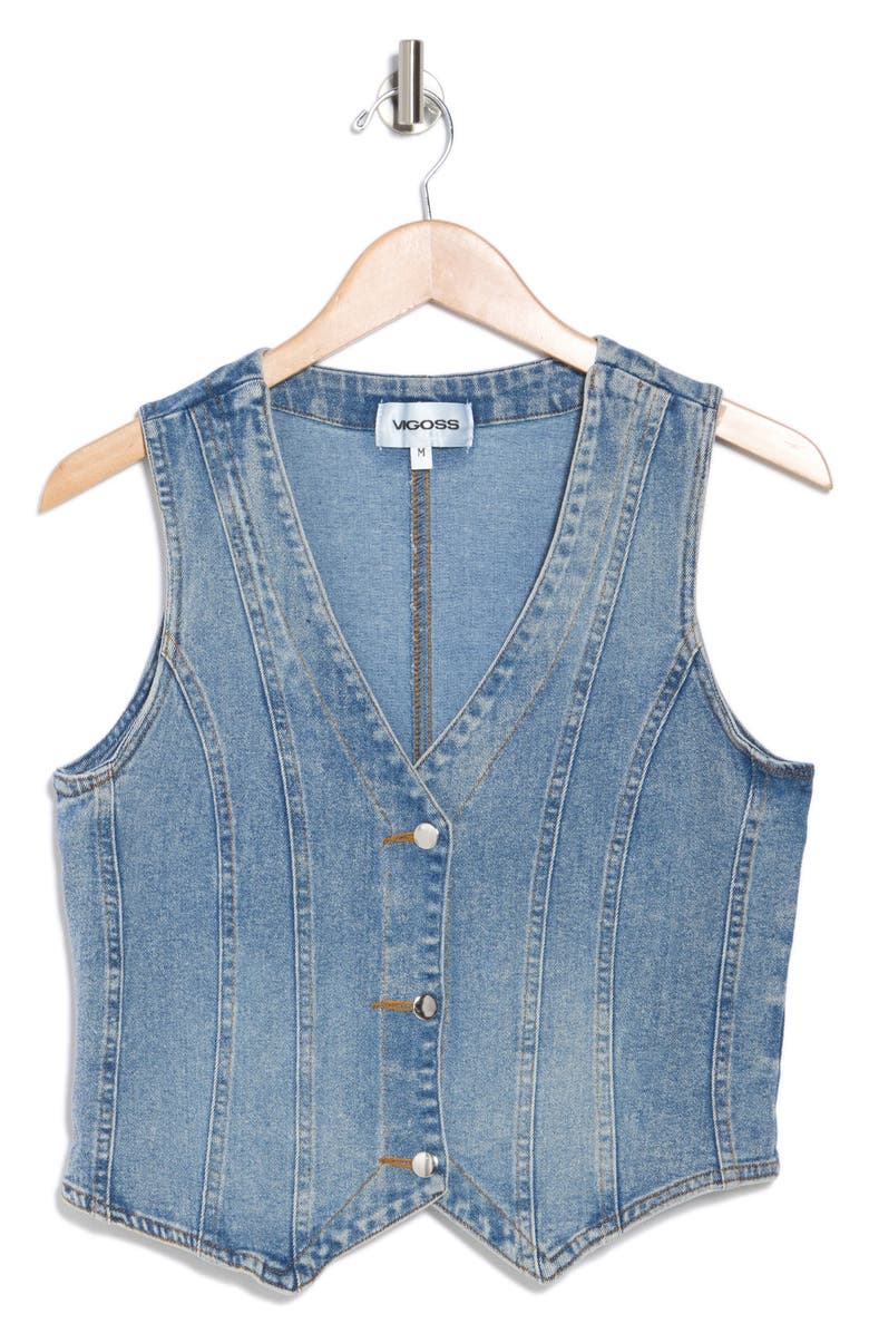 Vigoss Seamed Denim Vest, Alternate, color,