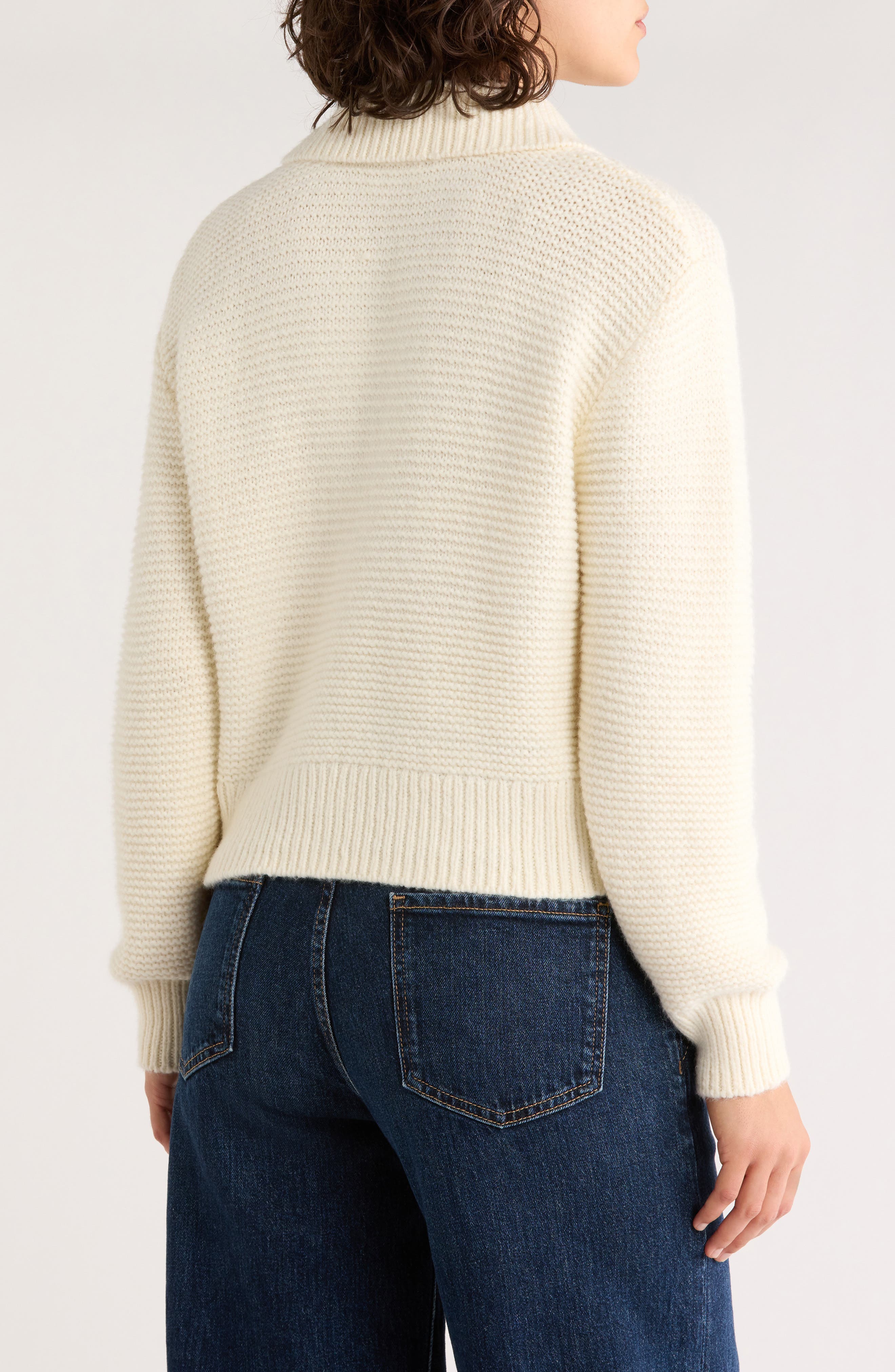 Everly Cable Detail Crop Polo Sweater - image 2