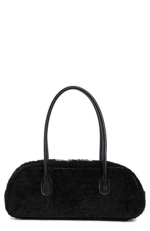 Angled Faux Fur Shoulder Bag