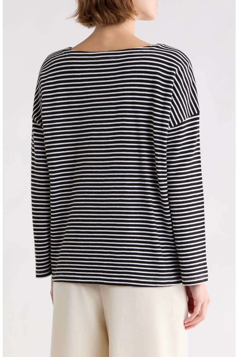 Striped Bateau Neck Tee, Alternate, color, BLACK/ WHITE