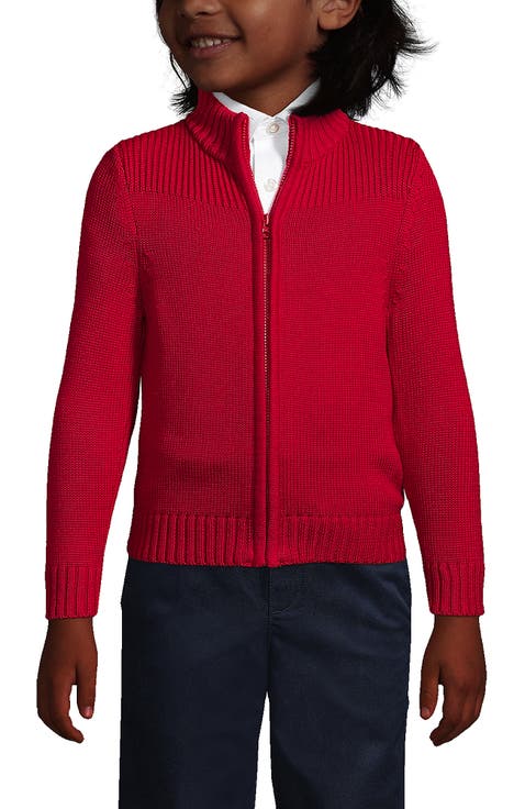 School Uniform Boys Cotton Modal Zip Front Cardigan Sweater