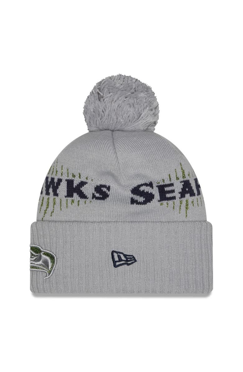 New Era Men's New Era  Wolf Gray Seattle Seahawks 2025 Rivalries Collection Sideline Cuffed Knit Hat with Pom, Alternate, color, 