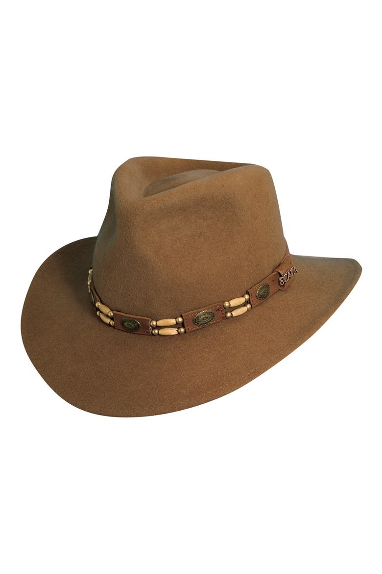 Crushable Wool Felt Outback Hat, Main, color, PECAN
