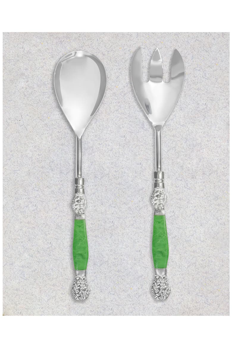 Vibrant Verde Stainless Steel Salad Servers, Alternate, color, GREEN