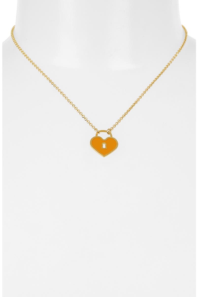 Heart Lock Pendant Necklace, Alternate, color, GOLD/ ORANGE