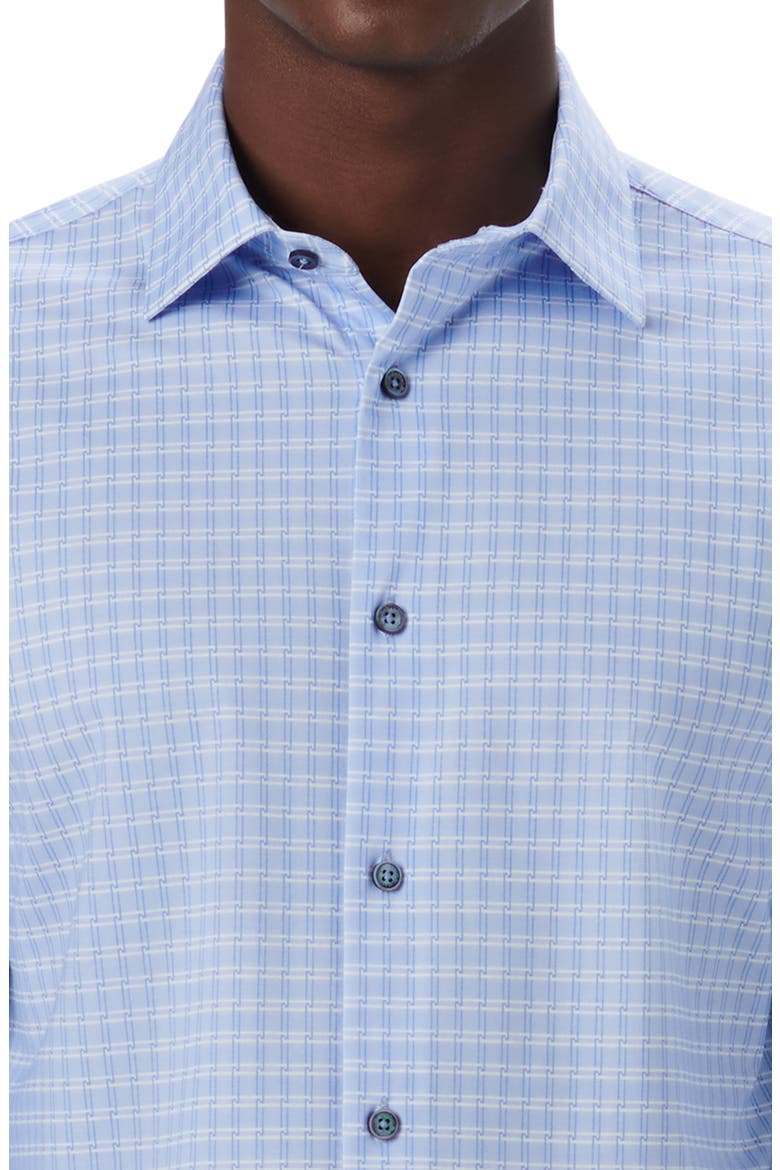 OoohCotton® Geometric Print Button-Up Shirt, Alternate, color, SKY