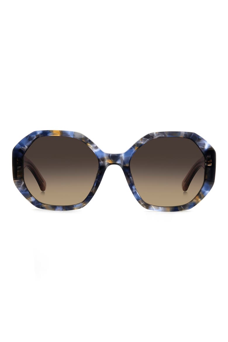 flynnie 54mm geometric sunglasses, Main, color, BLUE HAVANA/ GREY BROWN