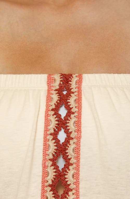 Lucky Brand Malaga Crochet Trim Strapless Cover-up Romper In Brown