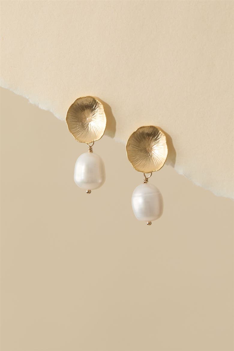Dylan Pearl Earrings, Alternate, color, Gold